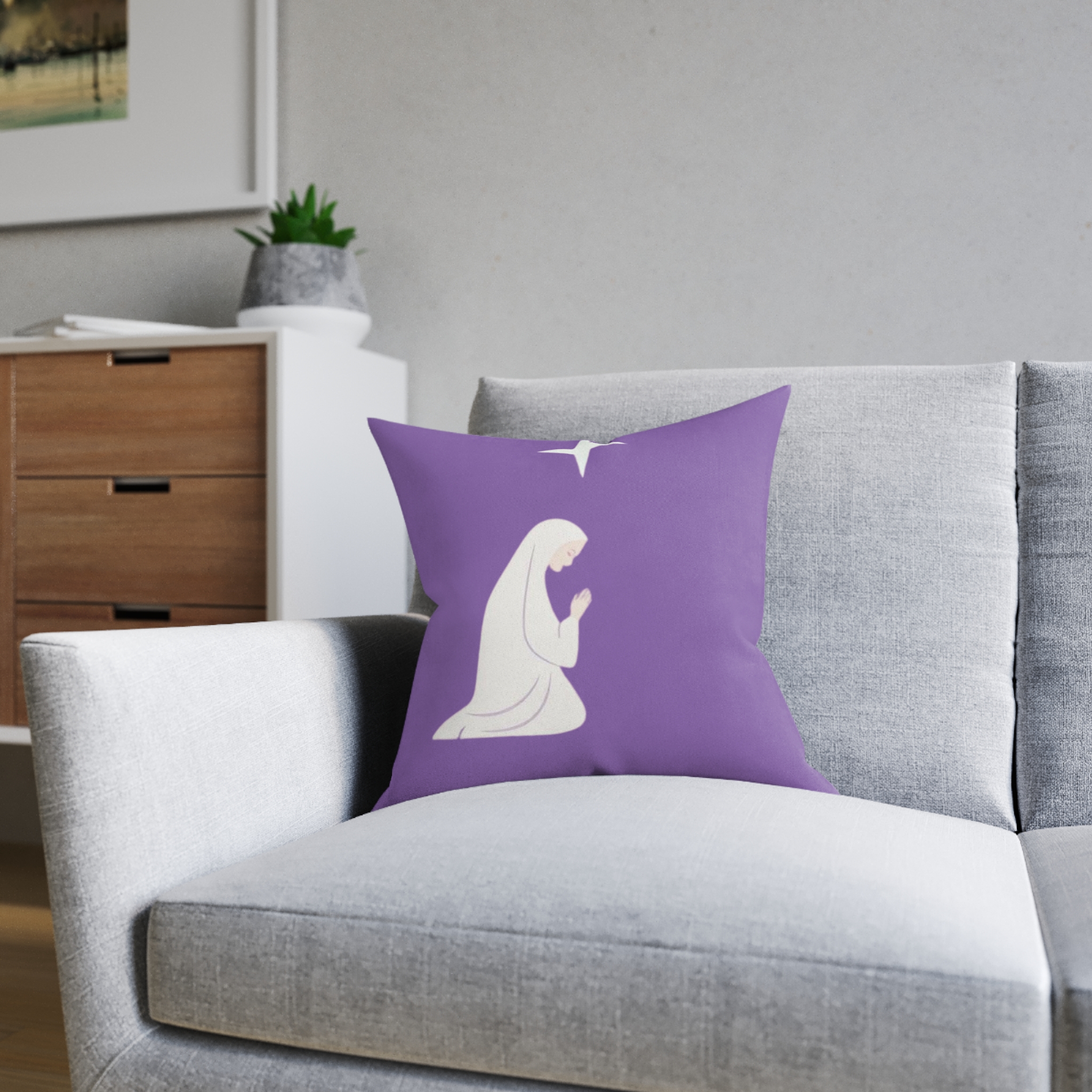 Praying Virgin Mary Square Pillow – Nativity Christmas Decorative Cushion - Image 12