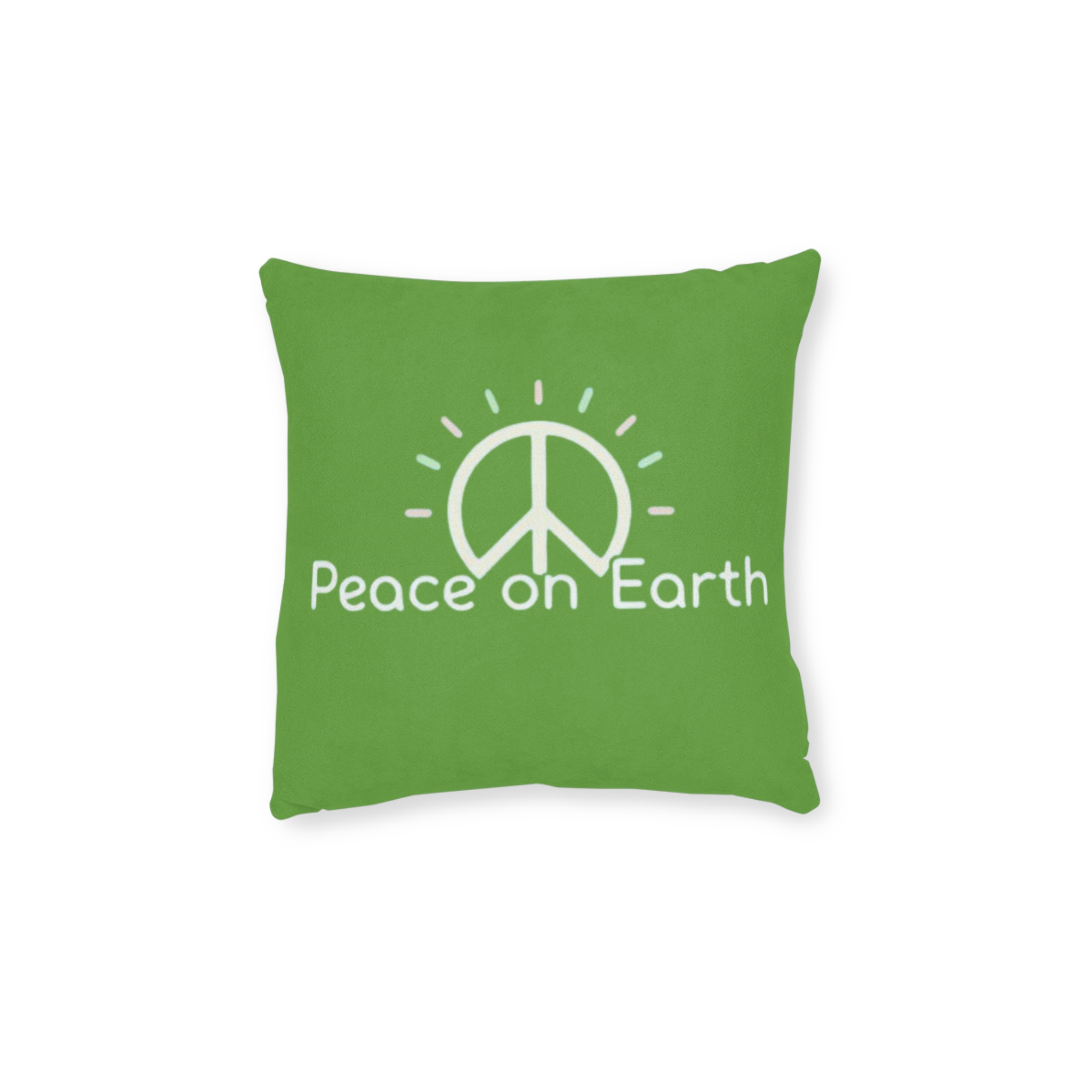 Peace on Earth Square Pillow – Green Peace Sign Decorative Throw Pillow - Image 5