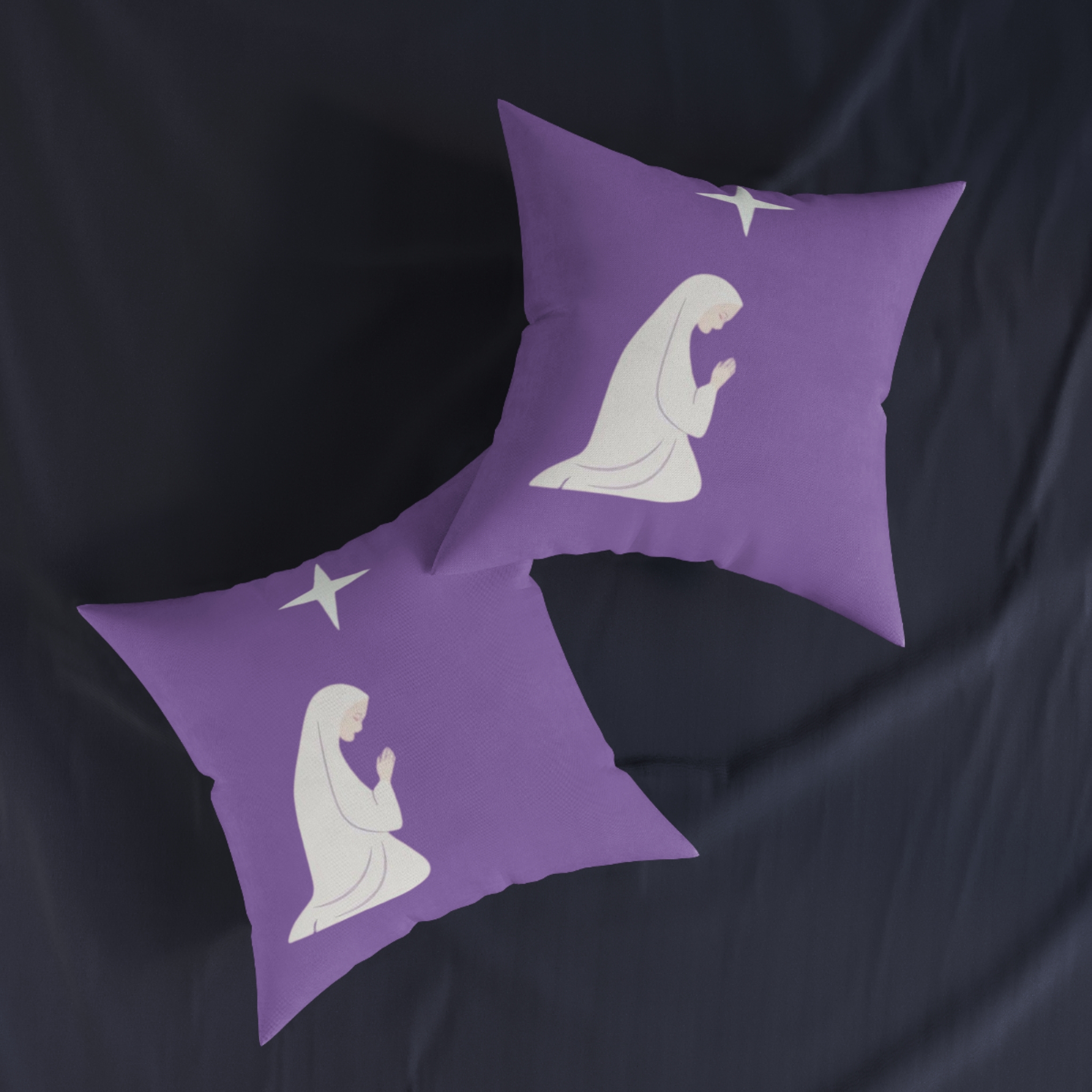 Praying Virgin Mary Square Pillow – Nativity Christmas Decorative Cushion - Image 4