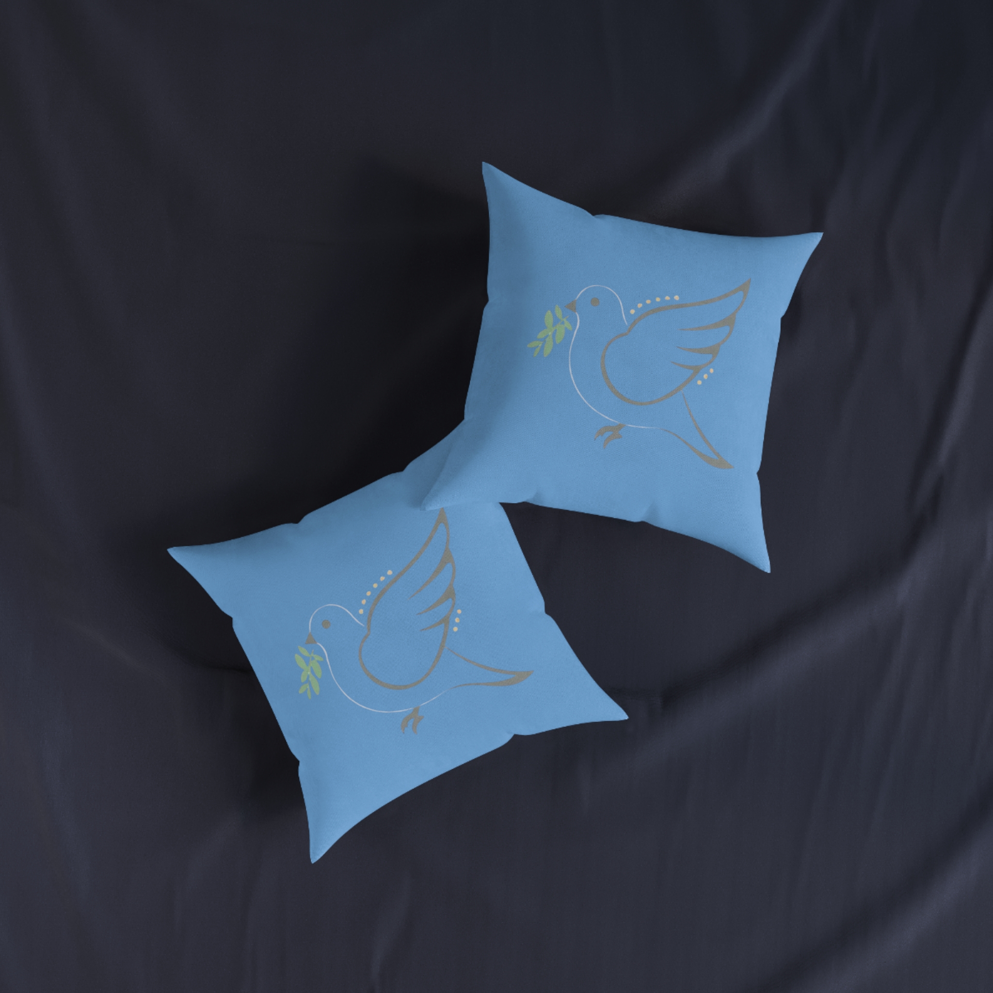Blue Dove Pillow — Peaceful Olive Branch Decorative Throw Pillow - Image 11