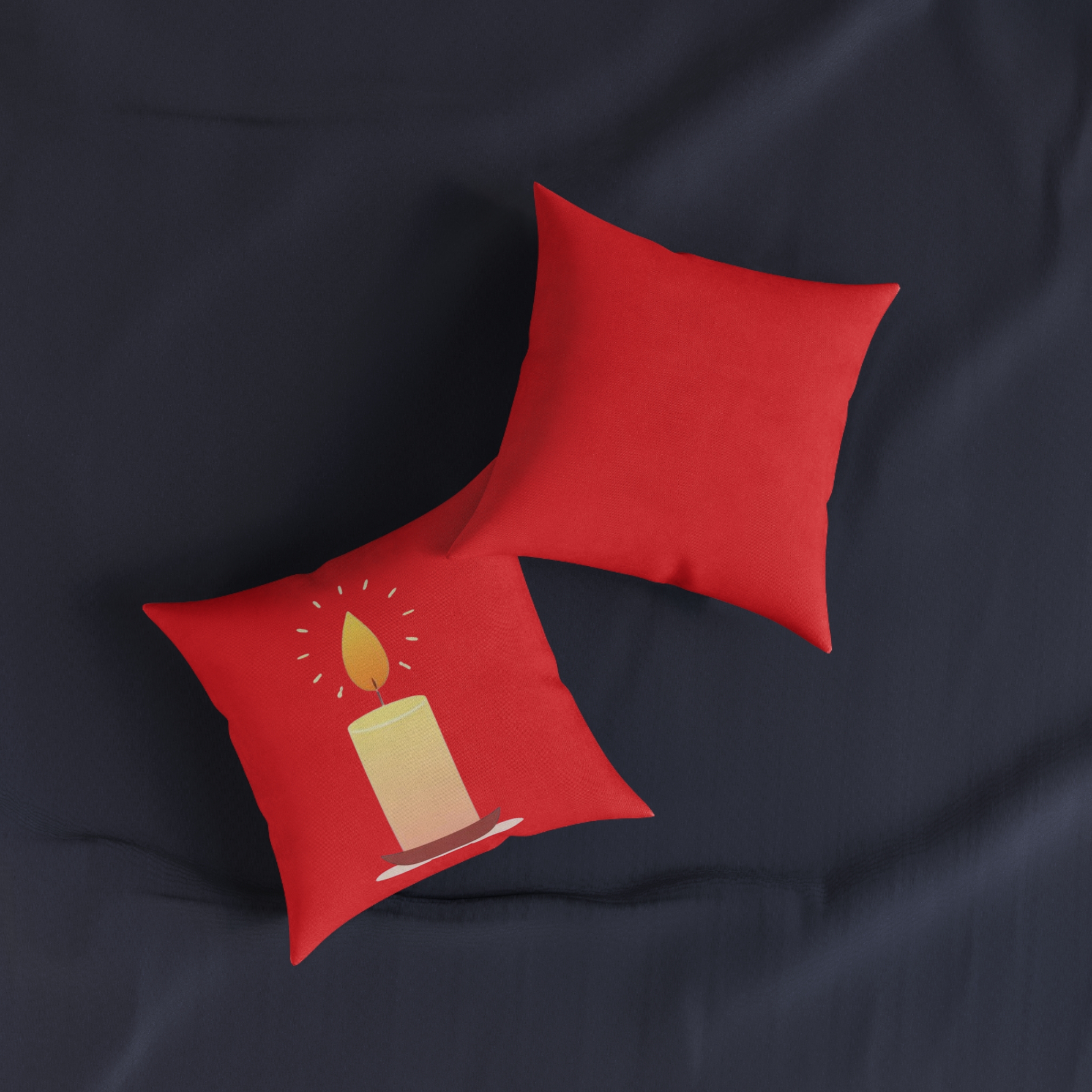 Holiday Candle Square Pillow - Cozy Christmas Decorative Throw Cushion - Image 7