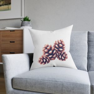 Pinecone Cluster Square Pillow – Rustic Woodland Decorative Cushion