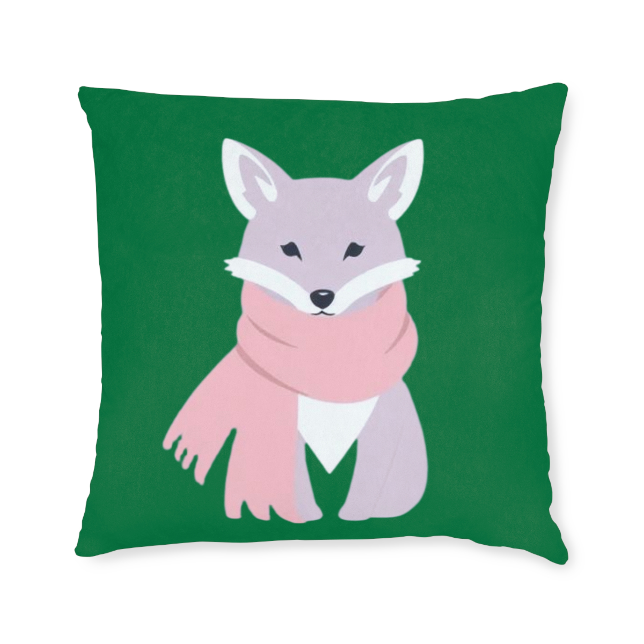 Cozy Fox Square Pillow — Cute Winter Fox with Pink Scarf Decorative Throw Pillow - Image 9