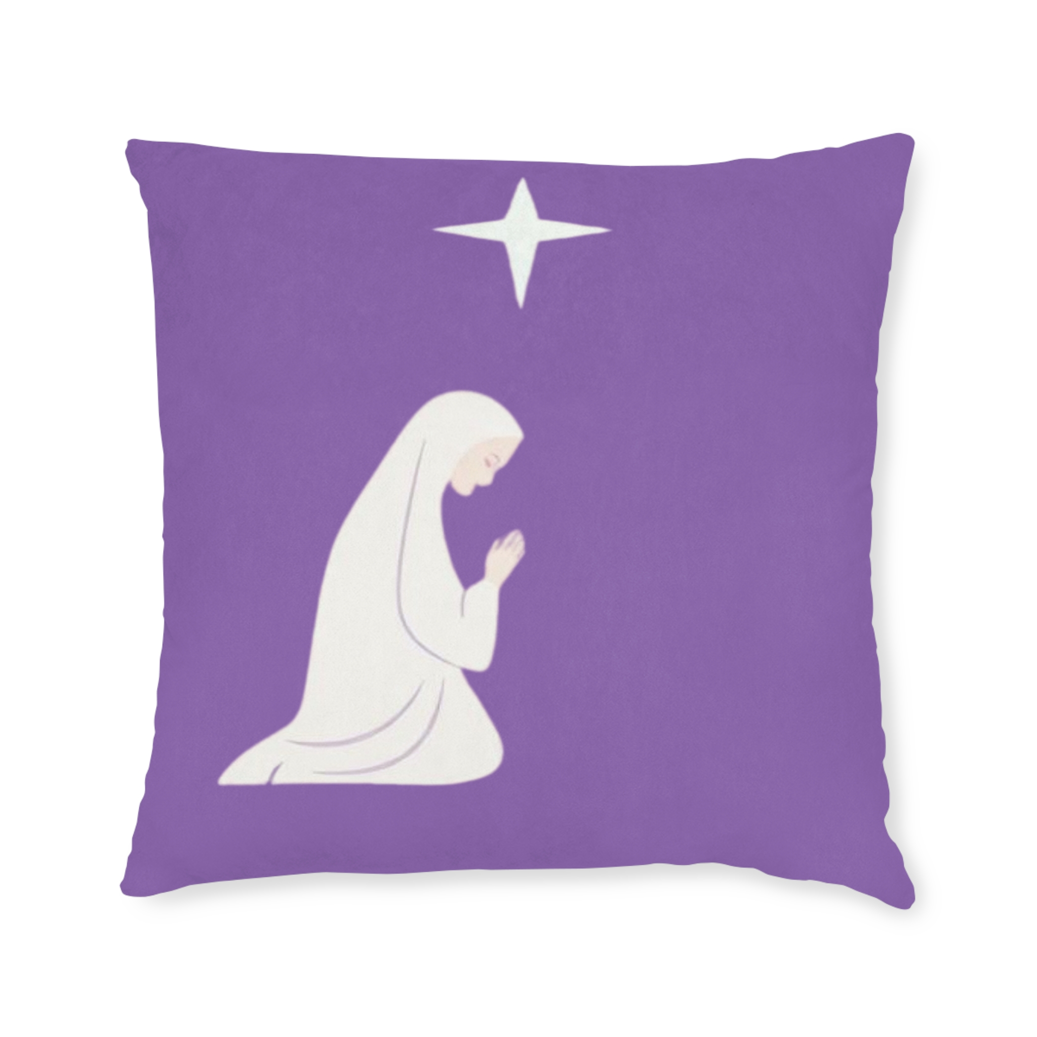 Praying Virgin Mary Square Pillow – Nativity Christmas Decorative Cushion - Image 3