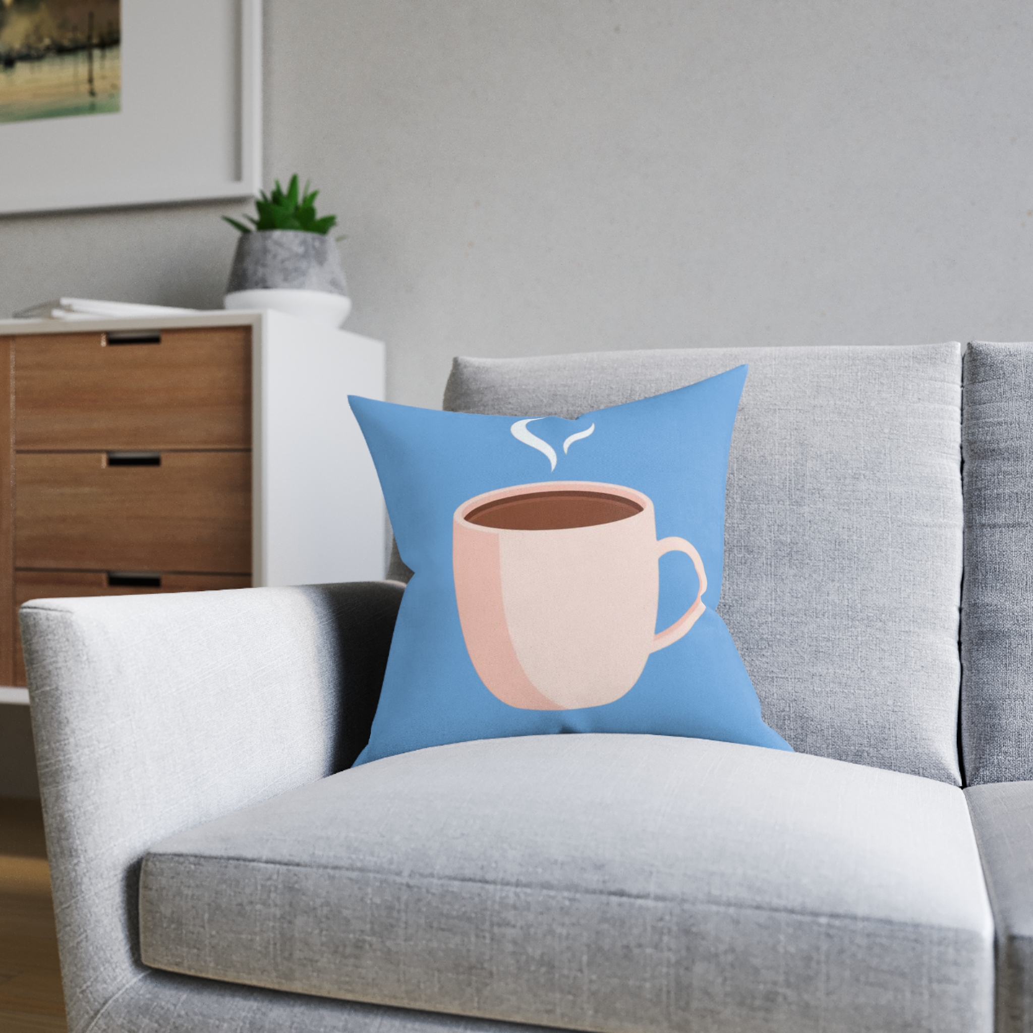 Coffee Cup Decorative Pillow — Cute Blue Breakfast Throw Pillow - Image 12