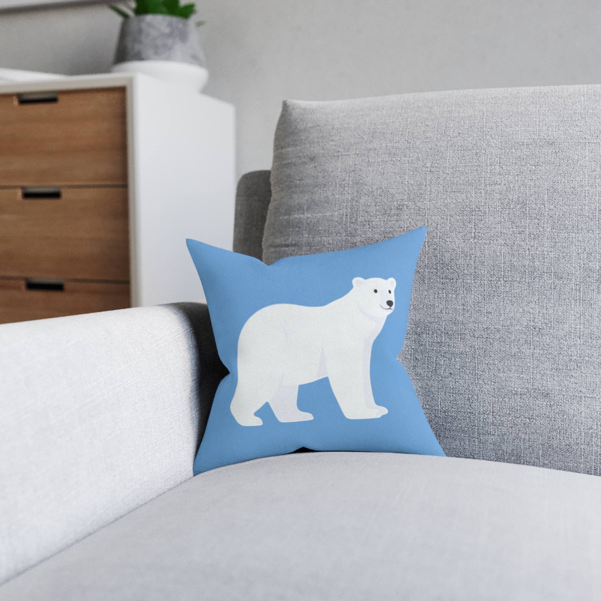Polar Bear Square Pillow – Cute Arctic Animal Decorative Throw Pillow - Image 8