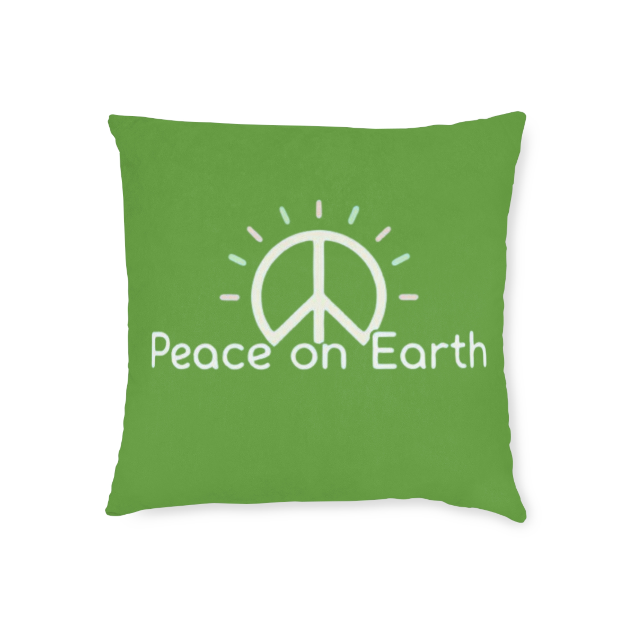 Peace on Earth Square Pillow – Green Peace Sign Decorative Throw Pillow - Image 9
