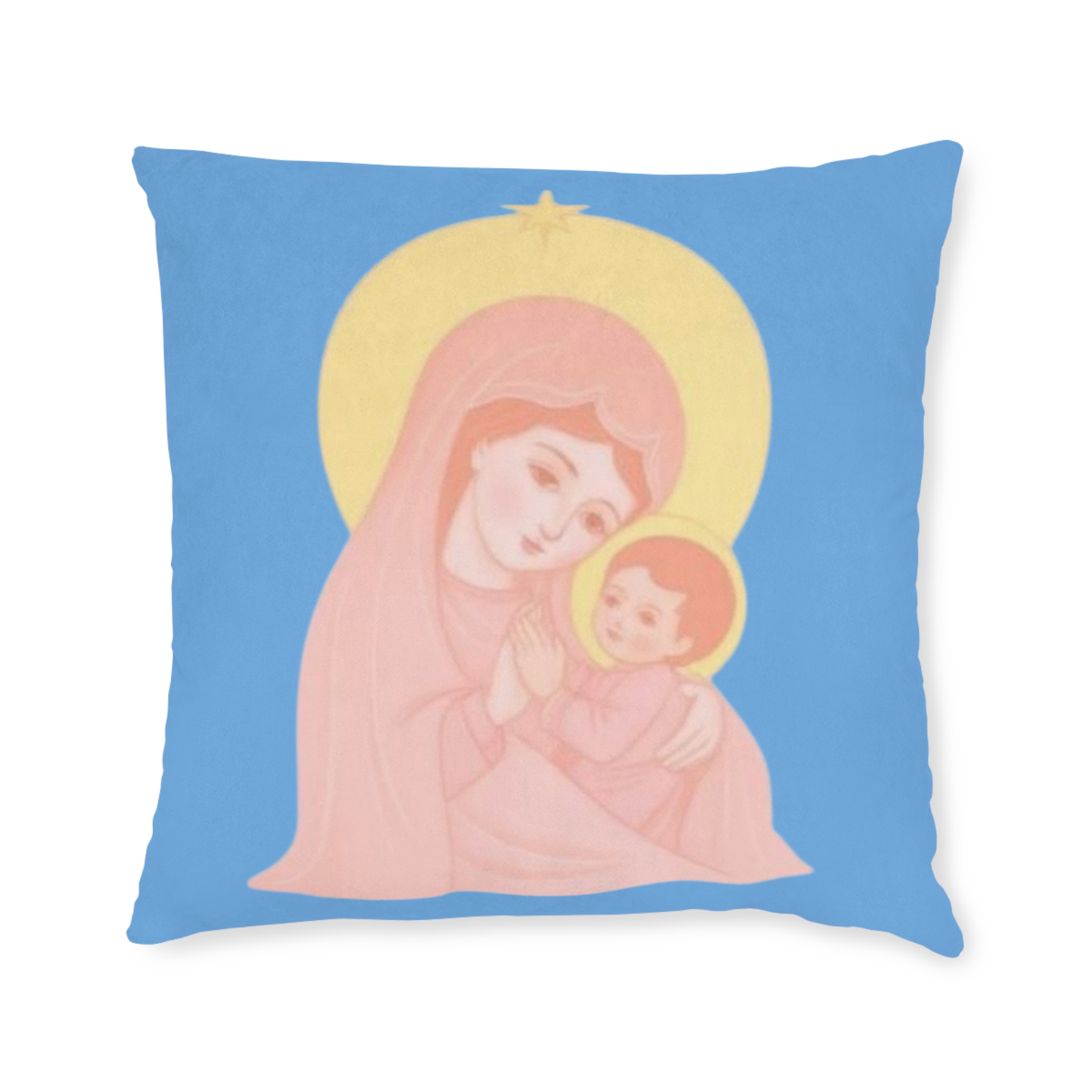 Virgin Mary & Baby Jesus Decorative Pillow — Soft Pastel Religious Throw Pillow for Nursery & Christian Gifts - Image 3