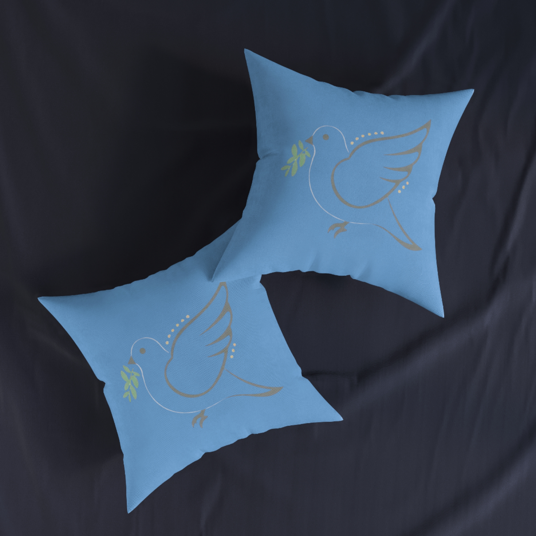Blue Dove Pillow — Peaceful Olive Branch Decorative Throw Pillow - Image 4
