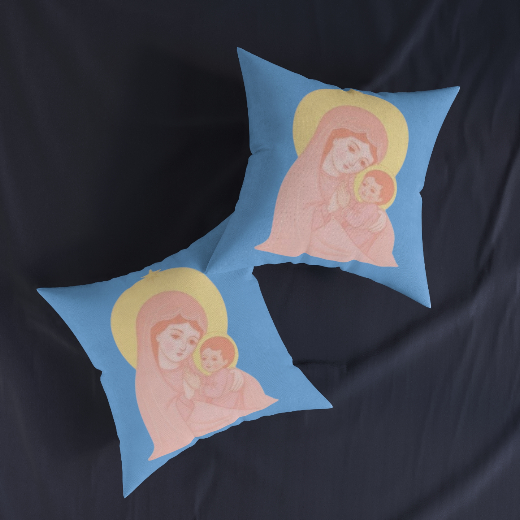 Virgin Mary & Baby Jesus Decorative Pillow — Soft Pastel Religious Throw Pillow for Nursery & Christian Gifts - Image 4