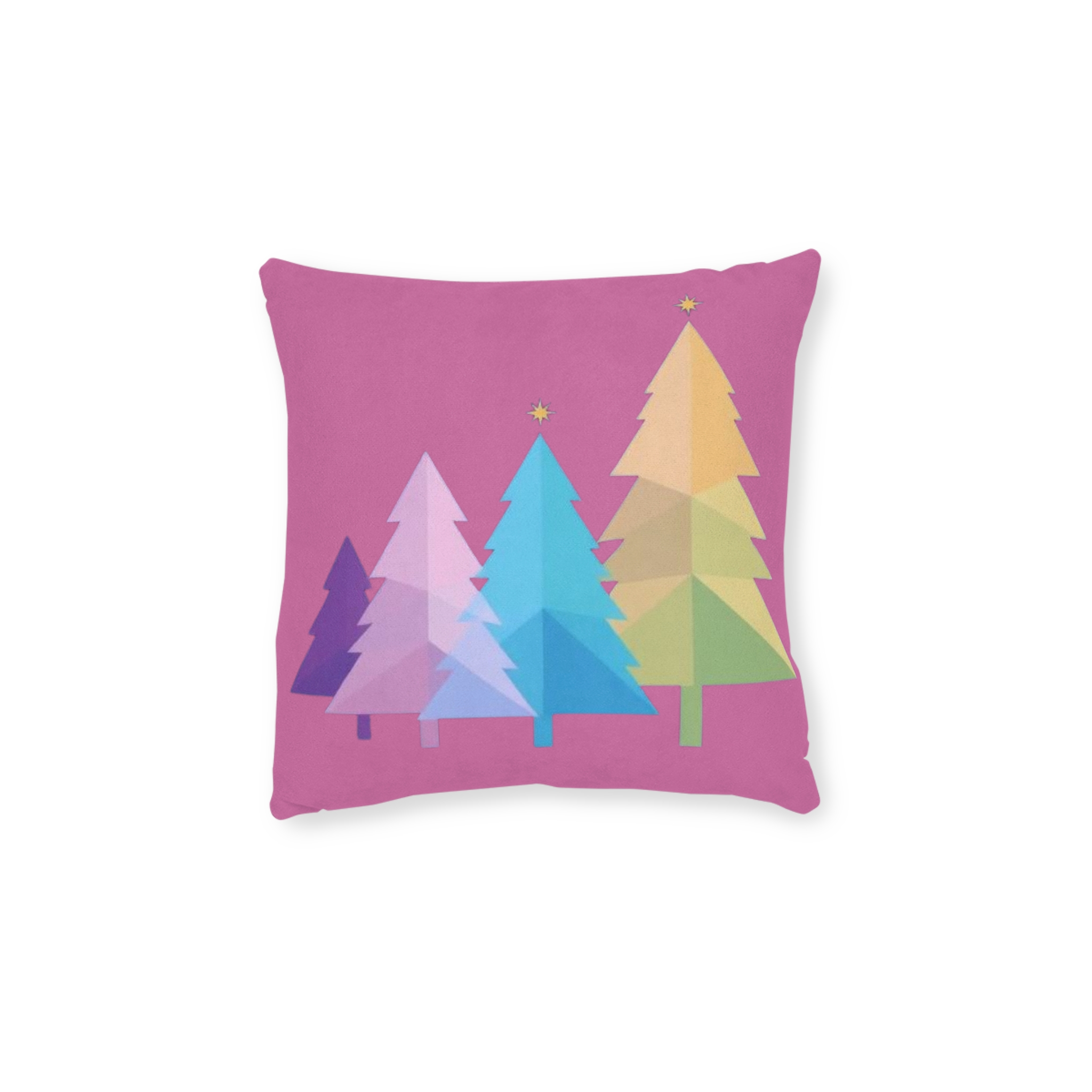 Colorful Christmas Tree Throw Pillow — Pink Holiday Decorative Square Pillow - Image 6