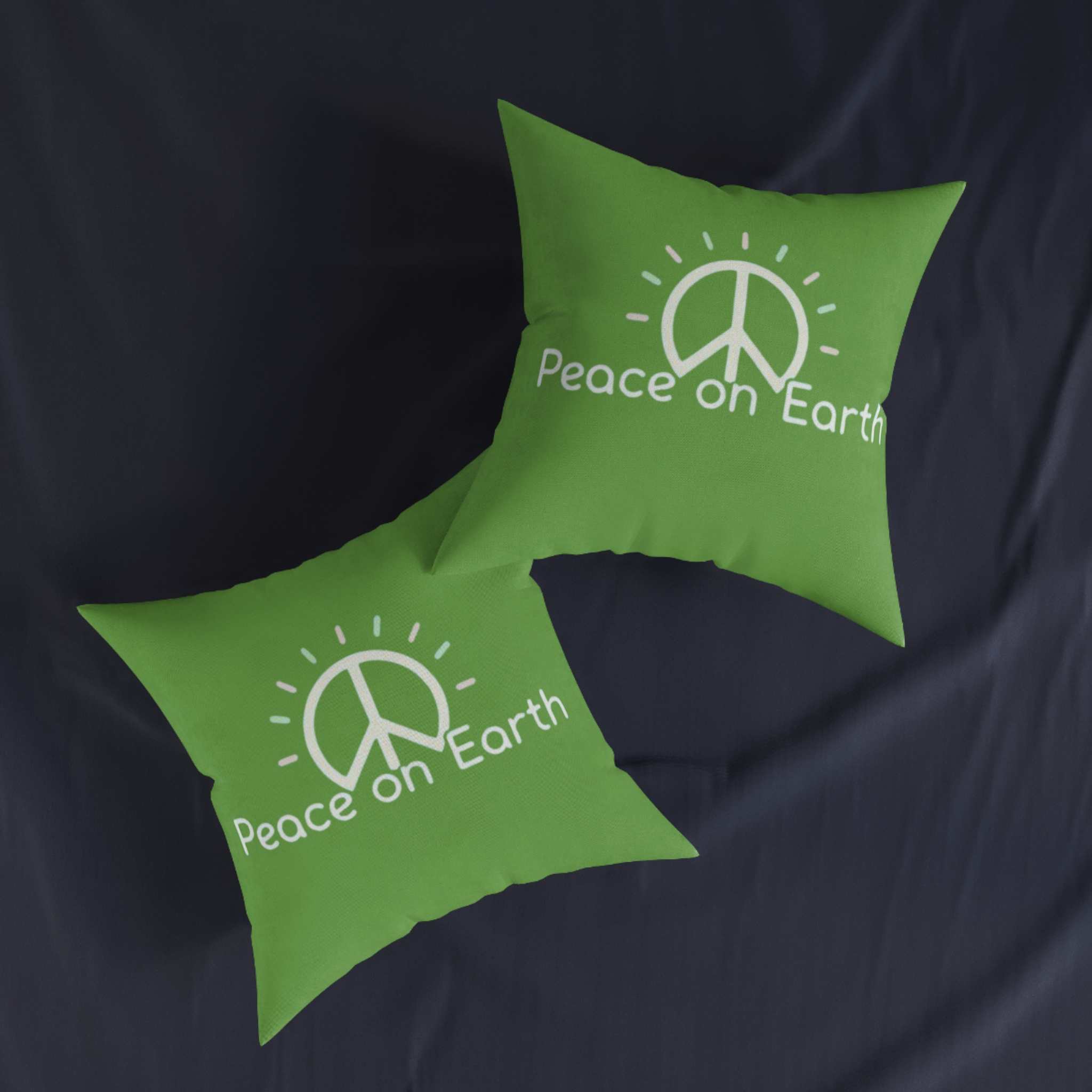 Peace on Earth Square Pillow – Green Peace Sign Decorative Throw Pillow - Image 4