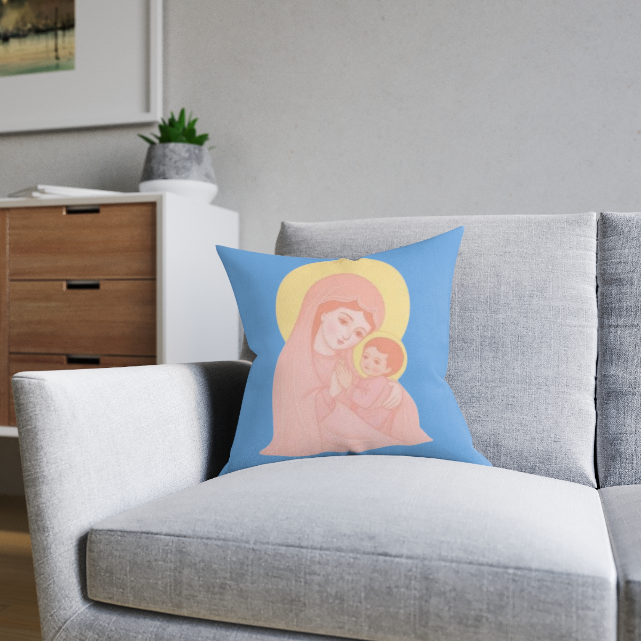 Virgin Mary & Baby Jesus Decorative Pillow — Soft Pastel Religious Throw Pillow for Nursery & Christian Gifts - Image 12