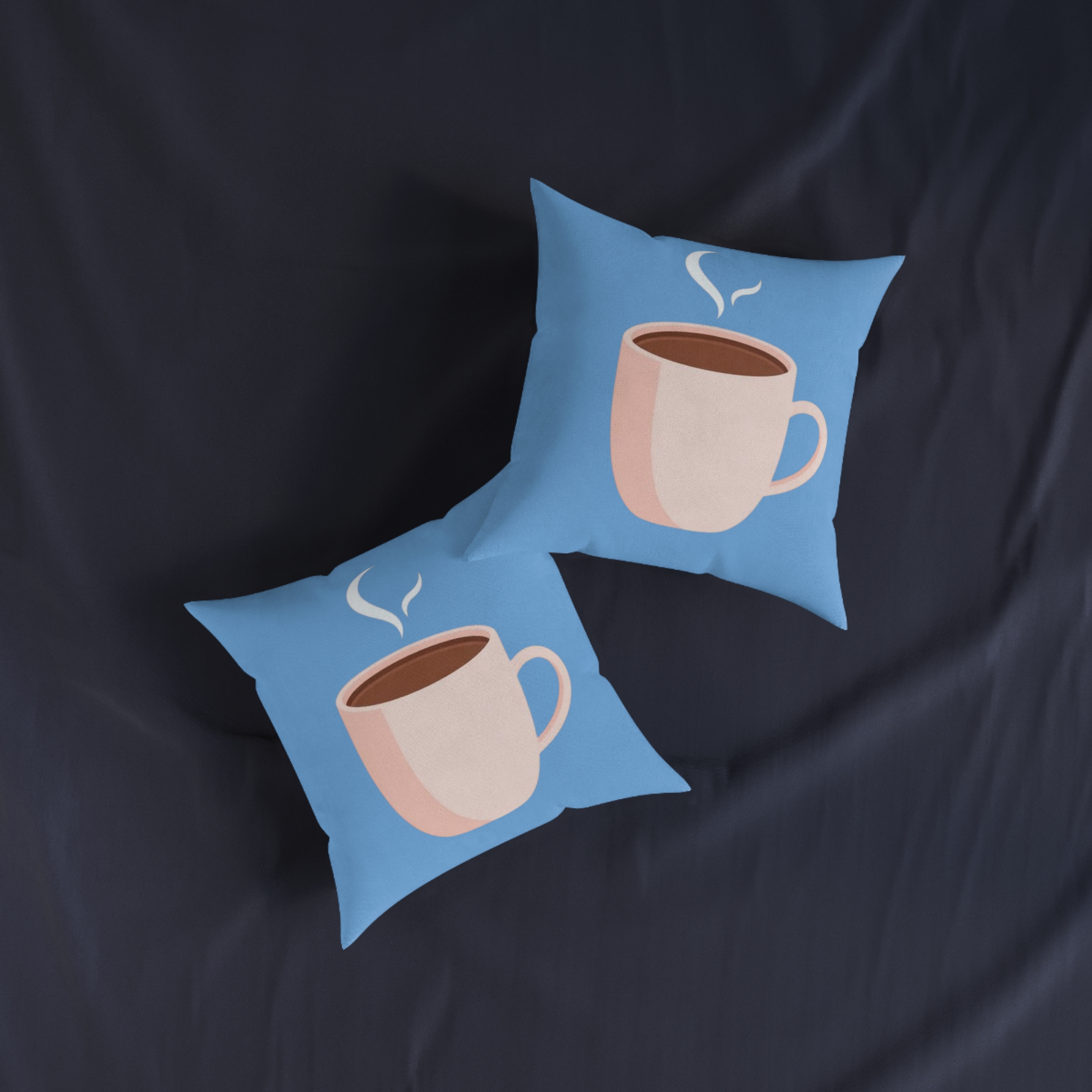 Coffee Cup Decorative Pillow — Cute Blue Breakfast Throw Pillow - Image 11