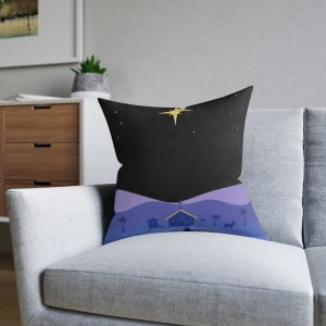 Nativity Star Square Pillow — Minimal Christmas Manger Decor