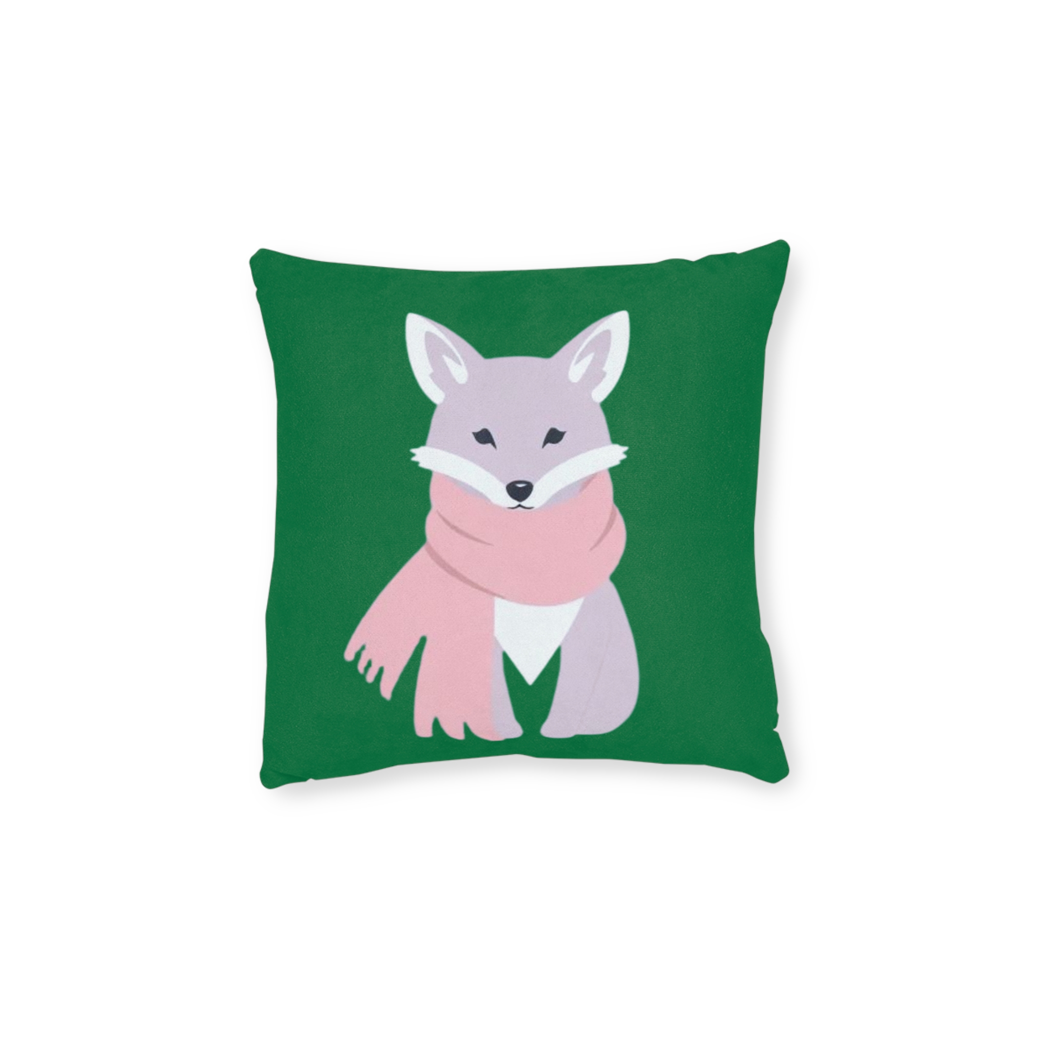 Cozy Fox Square Pillow — Cute Winter Fox with Pink Scarf Decorative Throw Pillow - Image 6