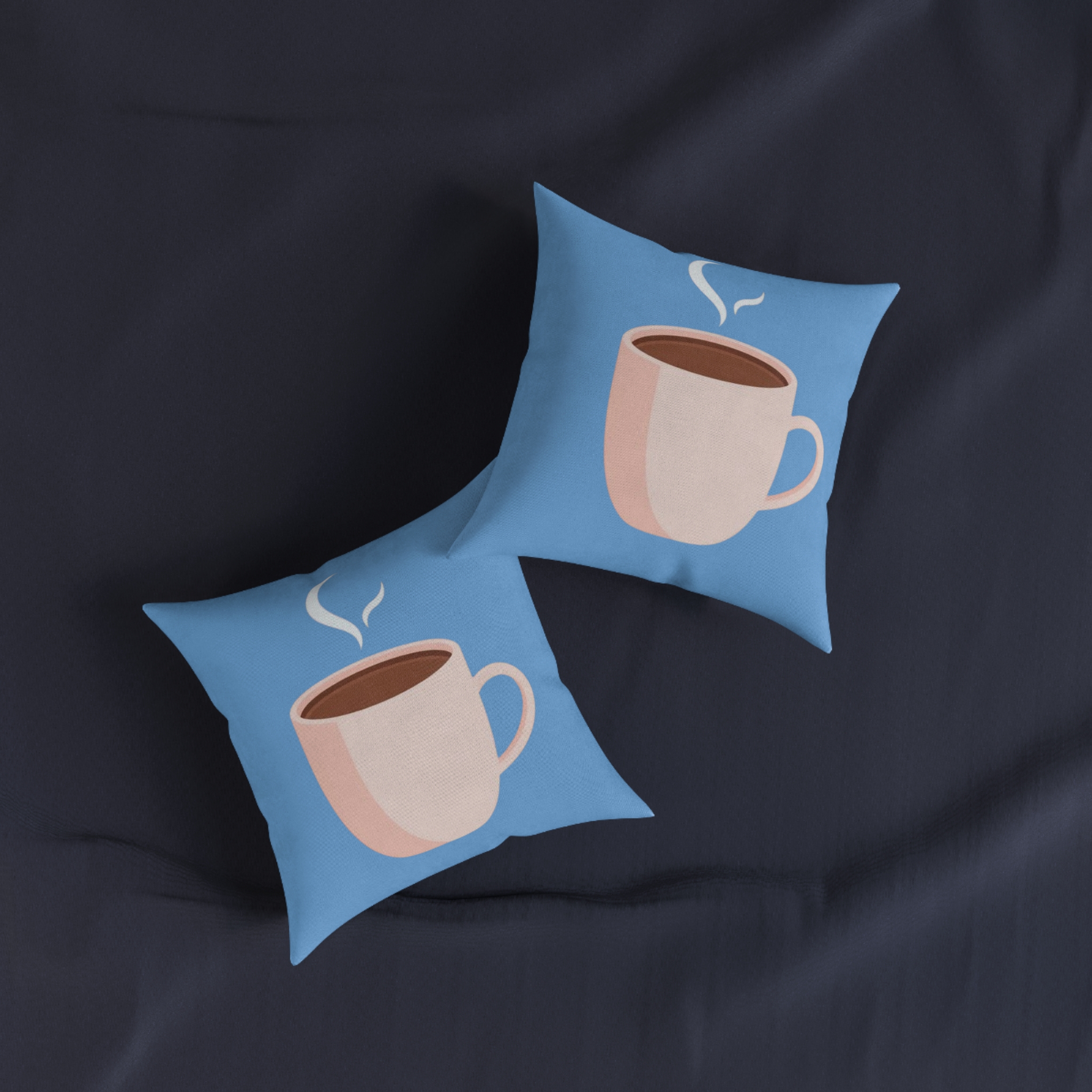 Coffee Cup Decorative Pillow — Cute Blue Breakfast Throw Pillow - Image 7
