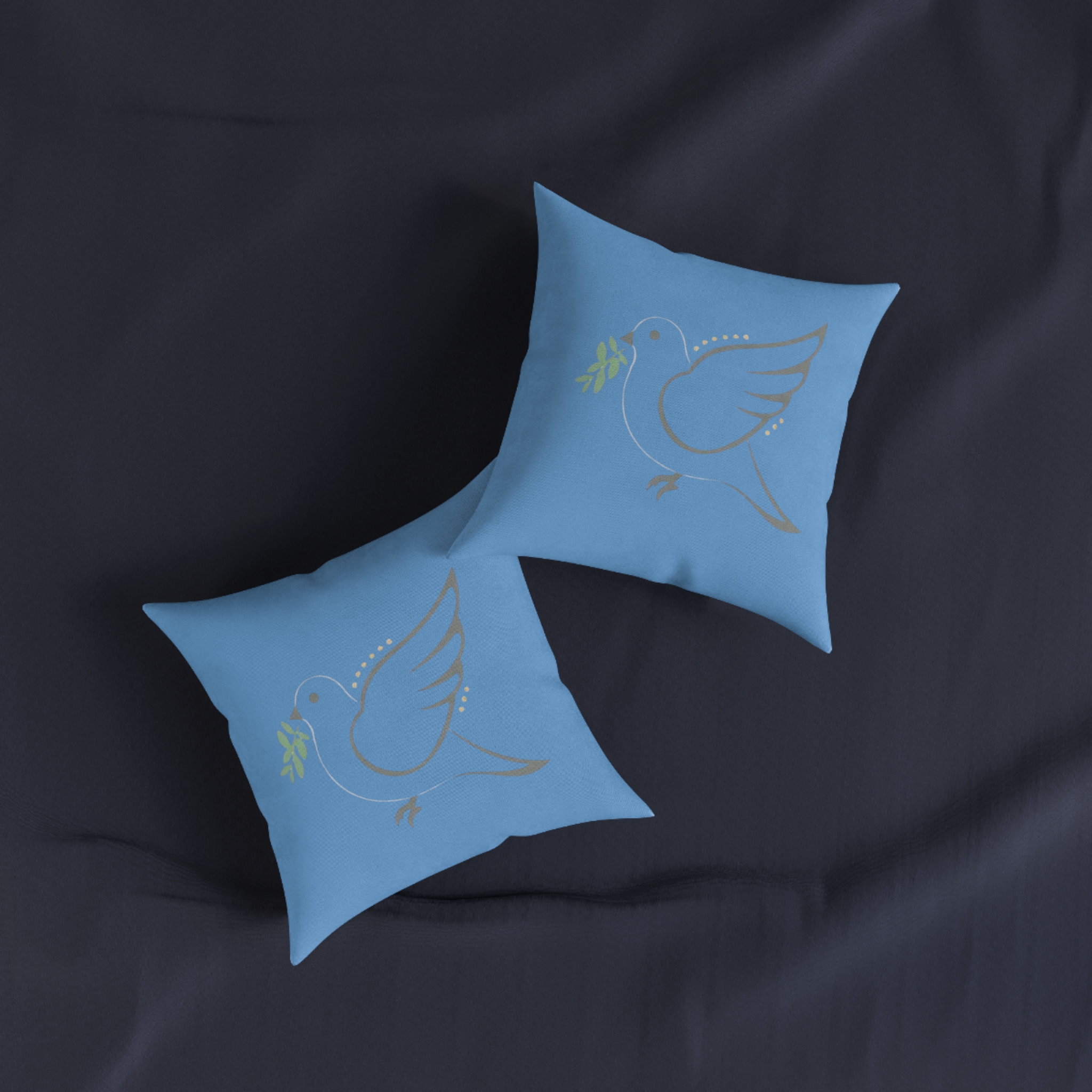 Blue Dove Pillow — Peaceful Olive Branch Decorative Throw Pillow - Image 7