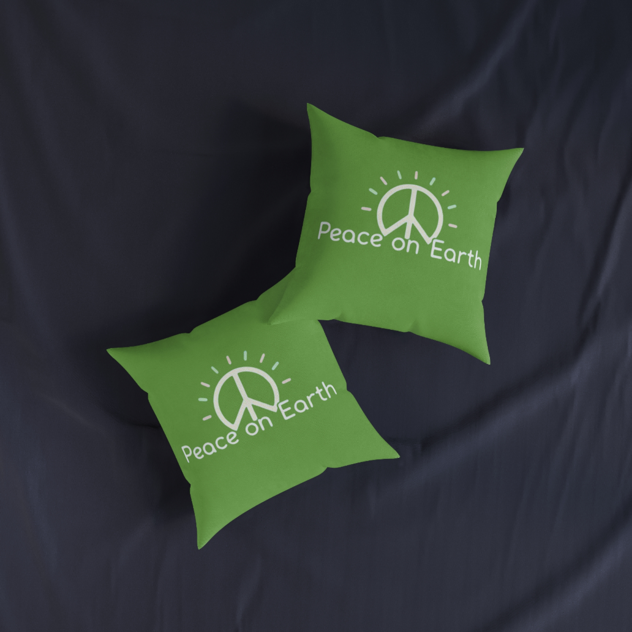 Peace on Earth Square Pillow – Green Peace Sign Decorative Throw Pillow - Image 11