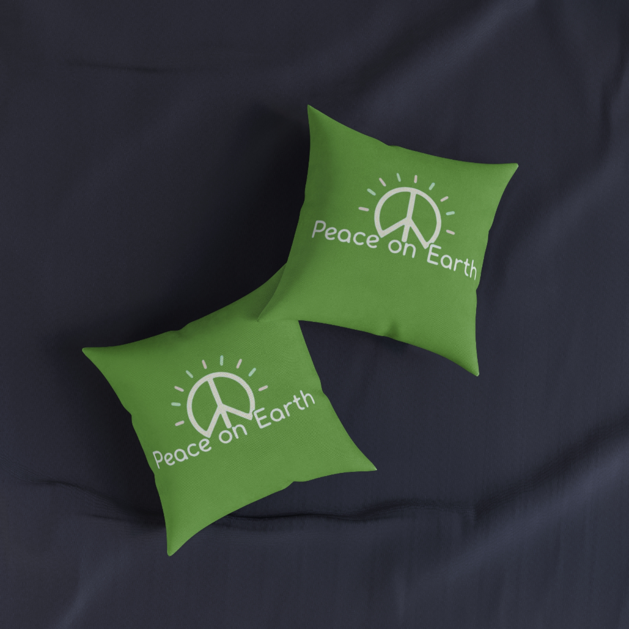 Peace on Earth Square Pillow – Green Peace Sign Decorative Throw Pillow - Image 7