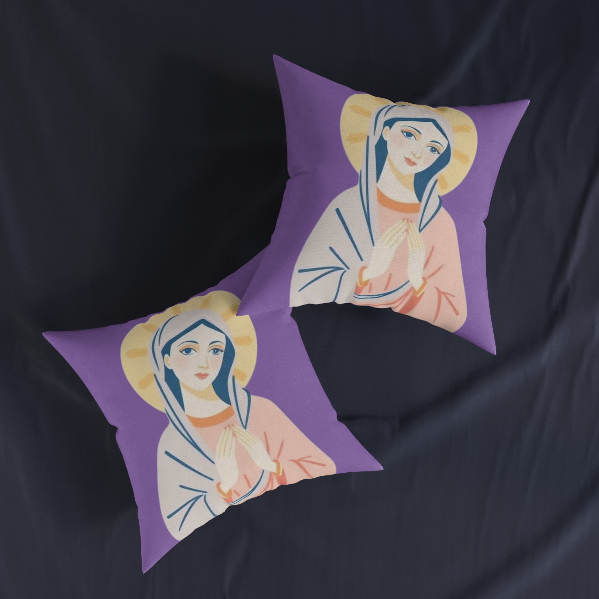 Virgin Mary Decorative Square Pillow — Religious Prayer Cushion for Christian Home Decor, Marian Gift - Image 4