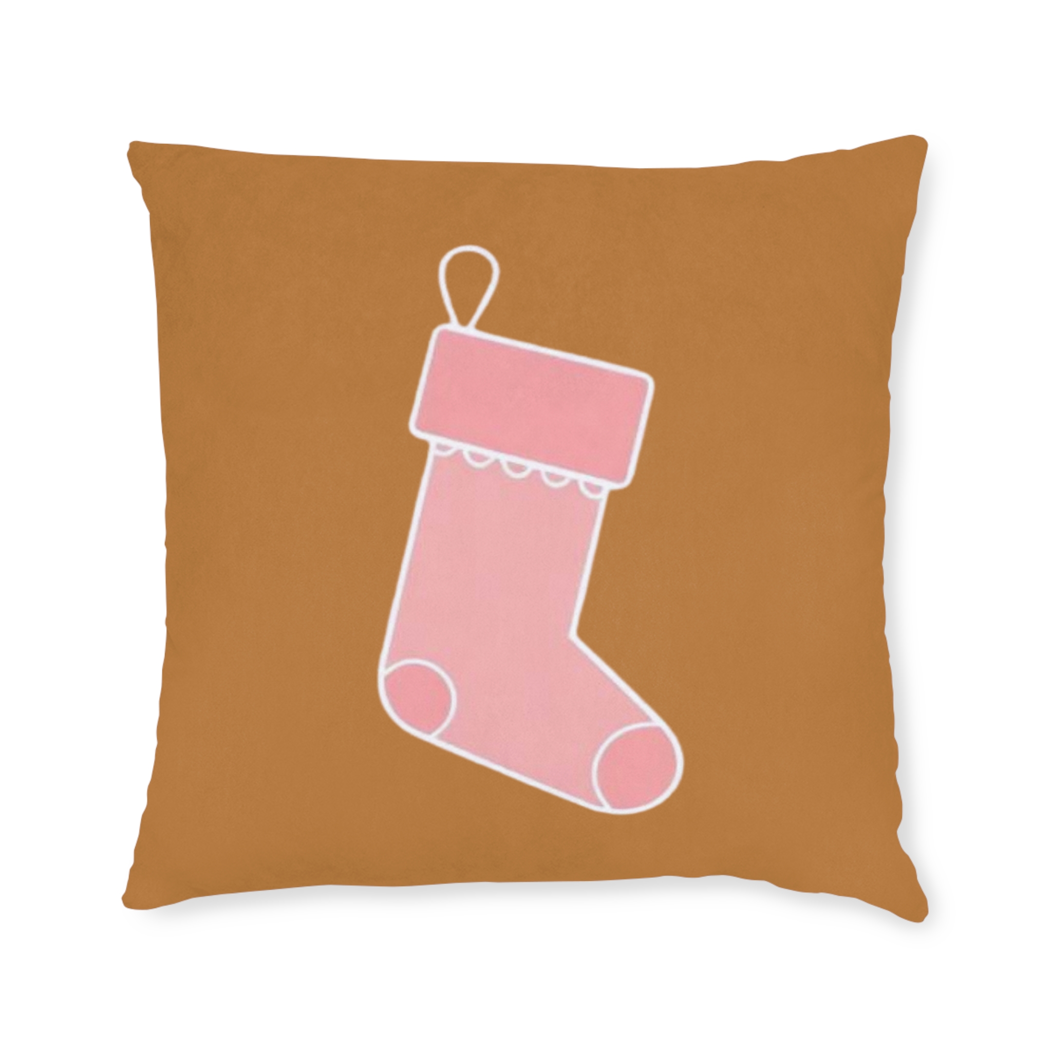 Christmas Stocking Throw Pillow — Cute Pink Stocking Holiday Decor - Image 2