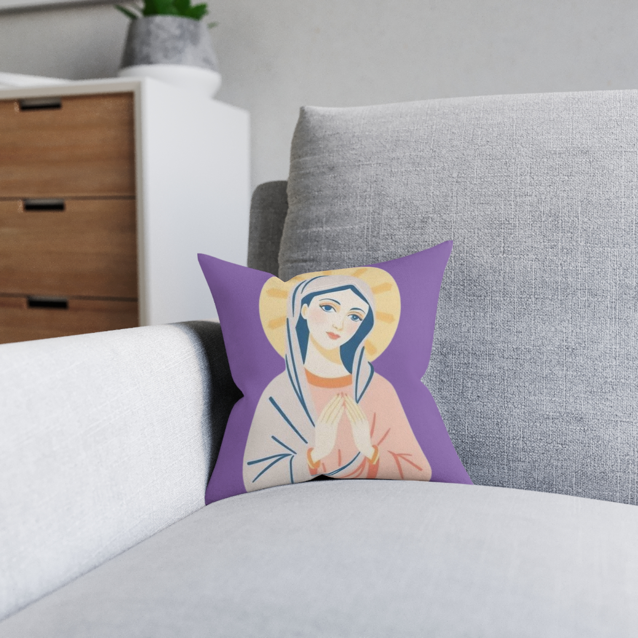 Virgin Mary Decorative Square Pillow — Religious Prayer Cushion for Christian Home Decor, Marian Gift - Image 8