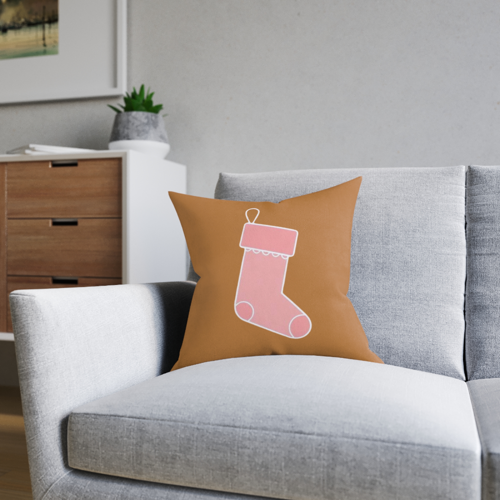 Christmas Stocking Throw Pillow — Cute Pink Stocking Holiday Decor - Image 12