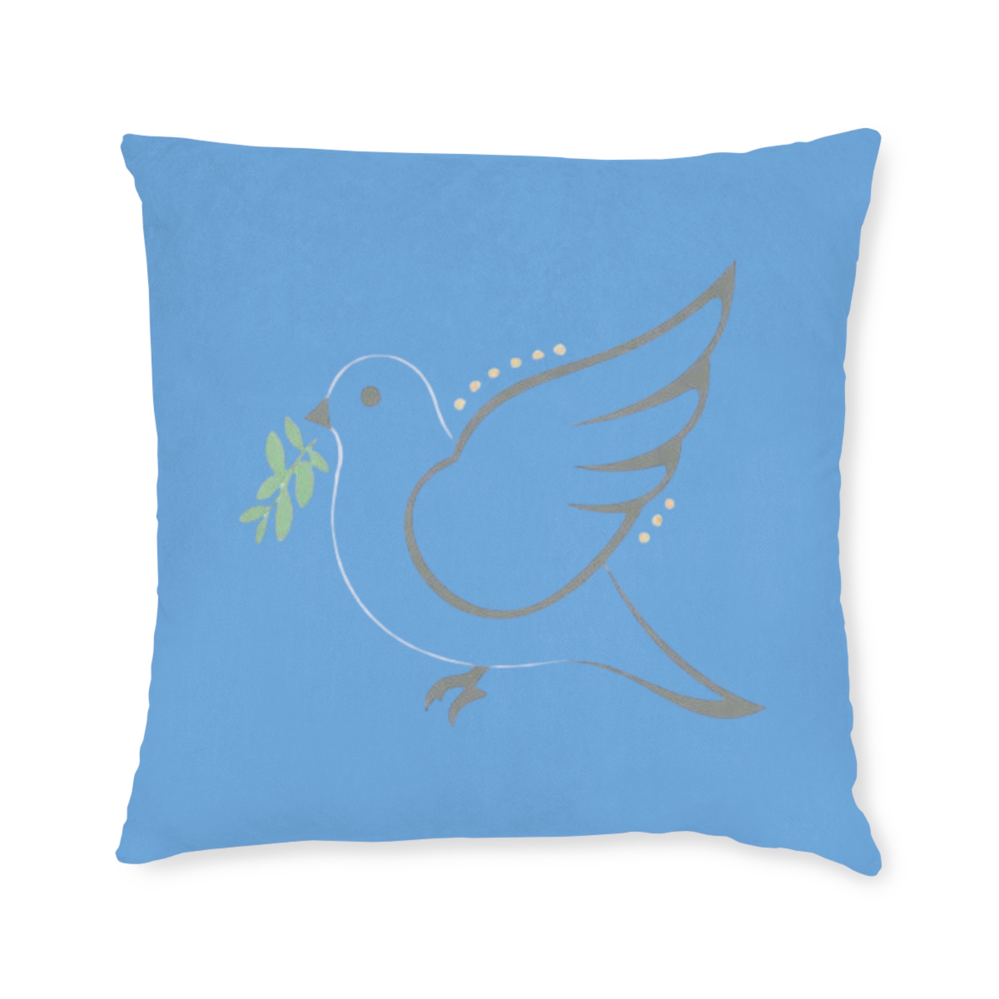Blue Dove Pillow — Peaceful Olive Branch Decorative Throw Pillow - Image 3