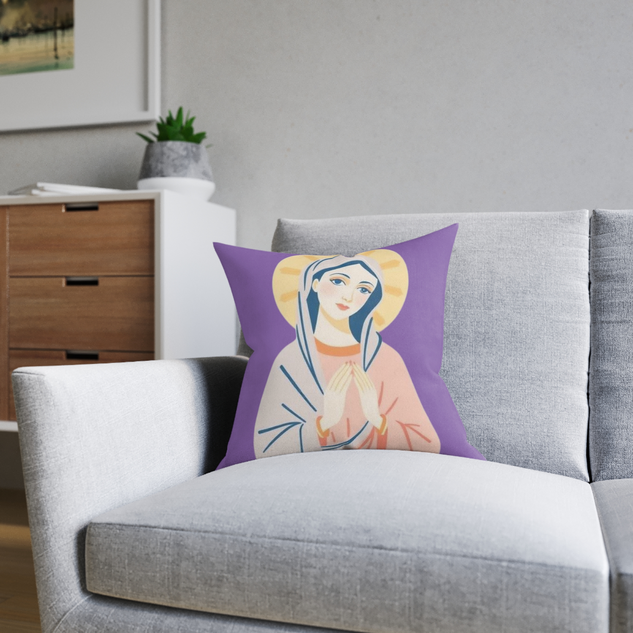 Virgin Mary Decorative Square Pillow — Religious Prayer Cushion for Christian Home Decor, Marian Gift - Image 12
