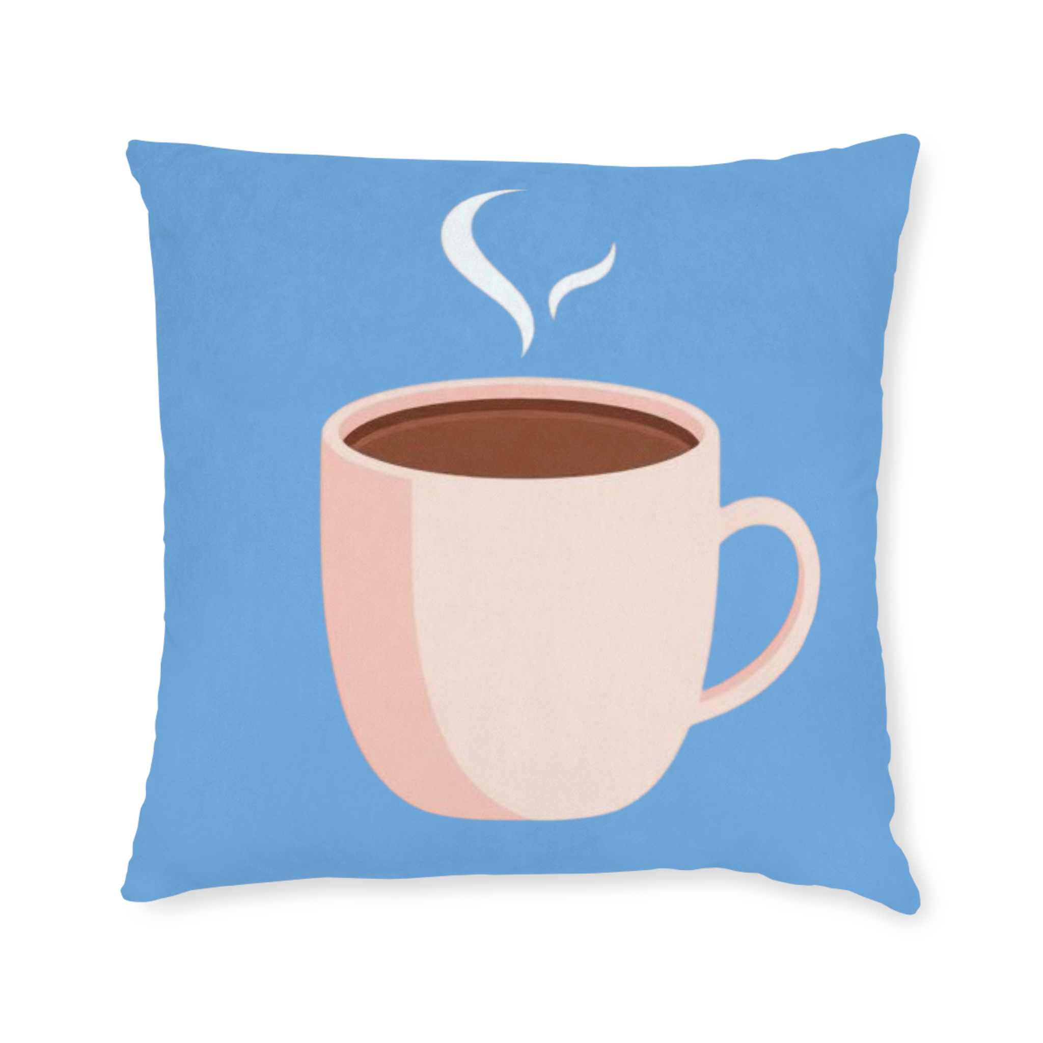 Coffee Cup Decorative Pillow — Cute Blue Breakfast Throw Pillow - Image 3