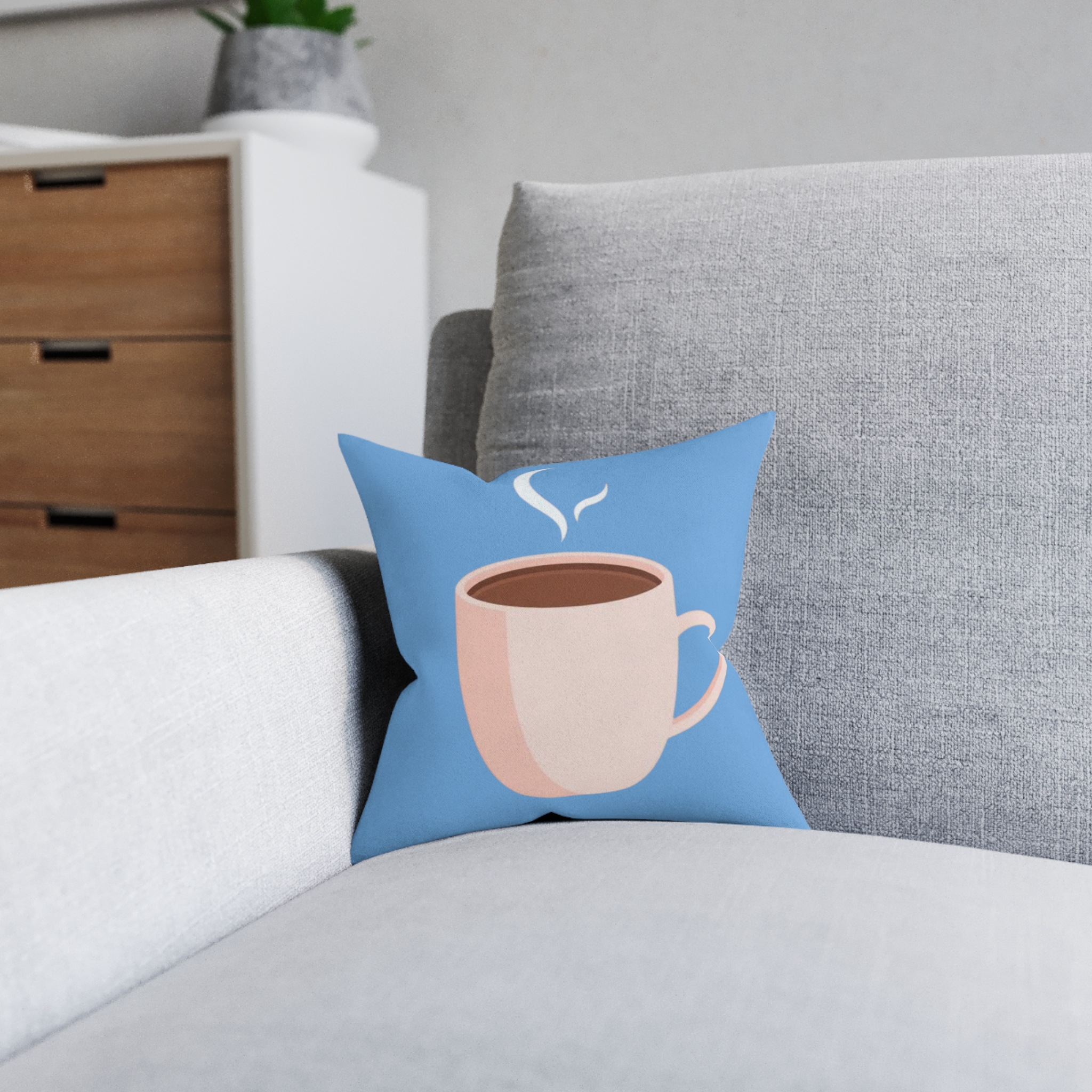 Coffee Cup Decorative Pillow — Cute Blue Breakfast Throw Pillow - Image 8