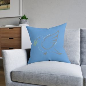 Blue Dove Pillow — Peaceful Olive Branch Decorative Throw Pillow