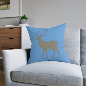 Deer Silhouette Square Pillow – Rustic Lodge Throw Pillow for Cabin, Living Room & Holiday Decor