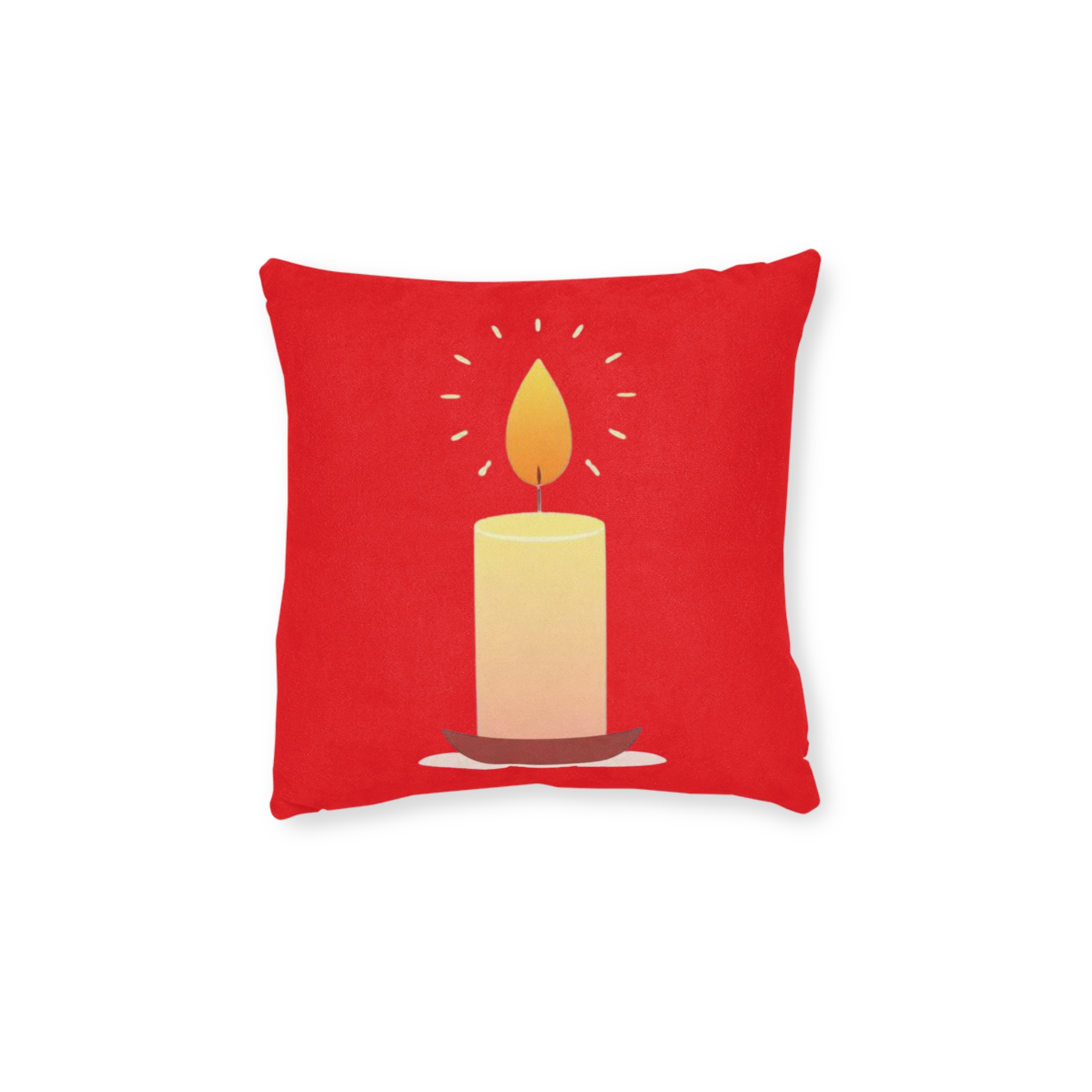 Holiday Candle Square Pillow - Cozy Christmas Decorative Throw Cushion - Image 5