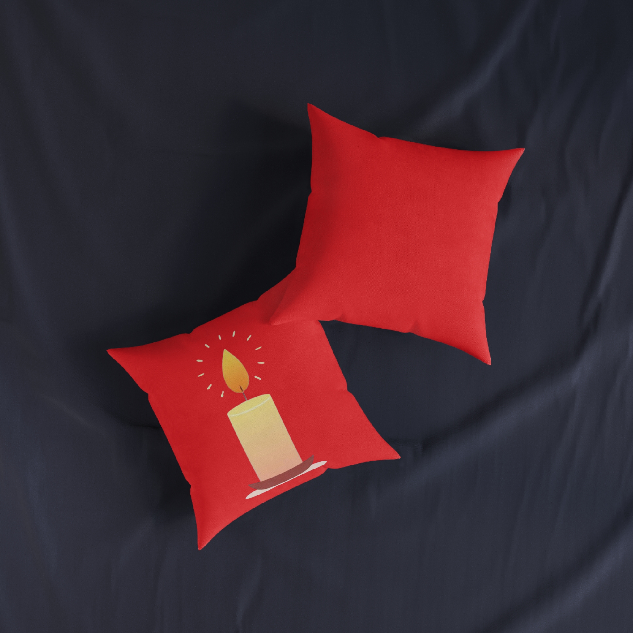 Holiday Candle Square Pillow - Cozy Christmas Decorative Throw Cushion - Image 11