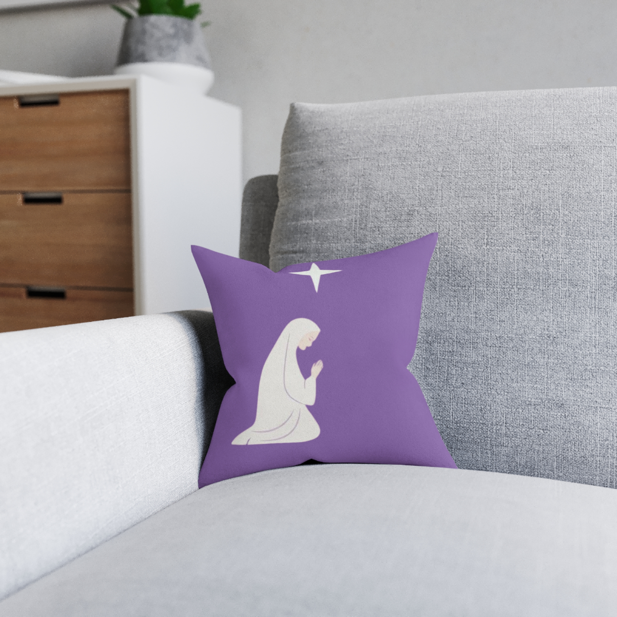 Praying Virgin Mary Square Pillow – Nativity Christmas Decorative Cushion - Image 8