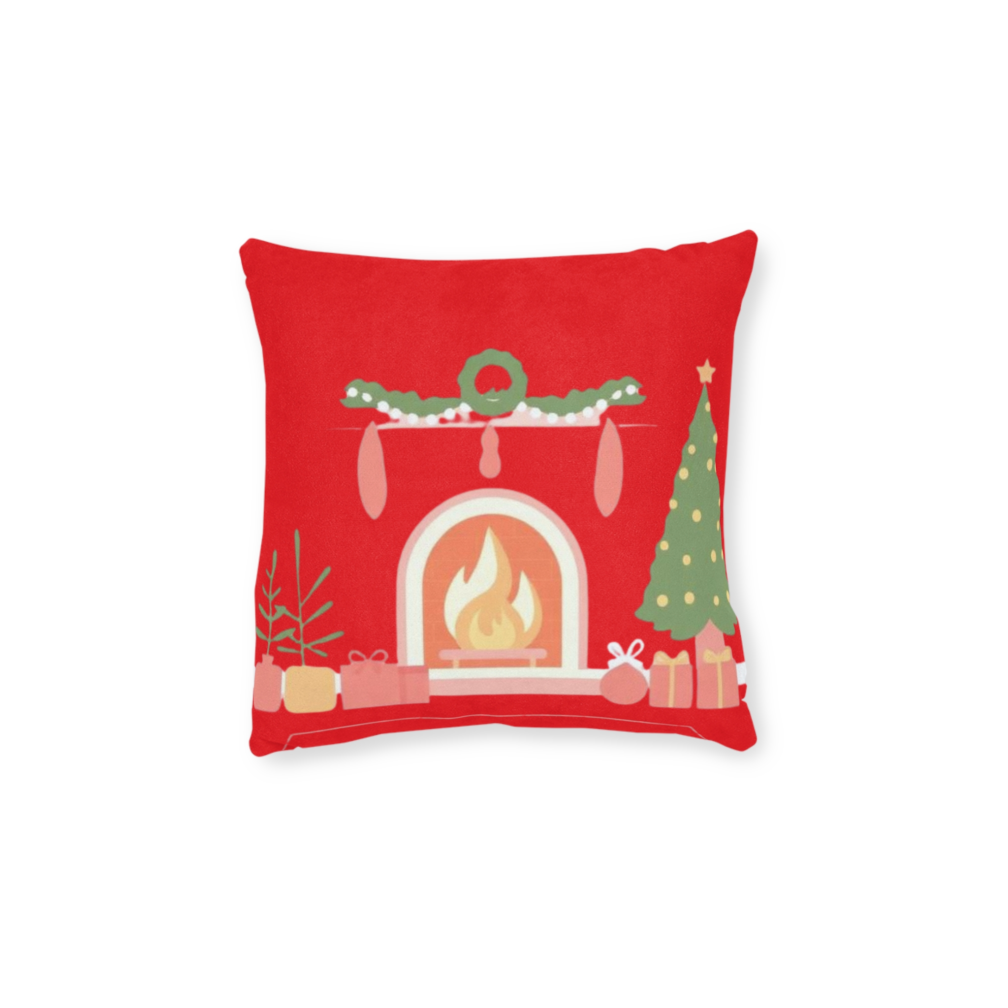 Christmas Fireplace Square Pillow – Festive Holiday Decor Cushion - Image 6