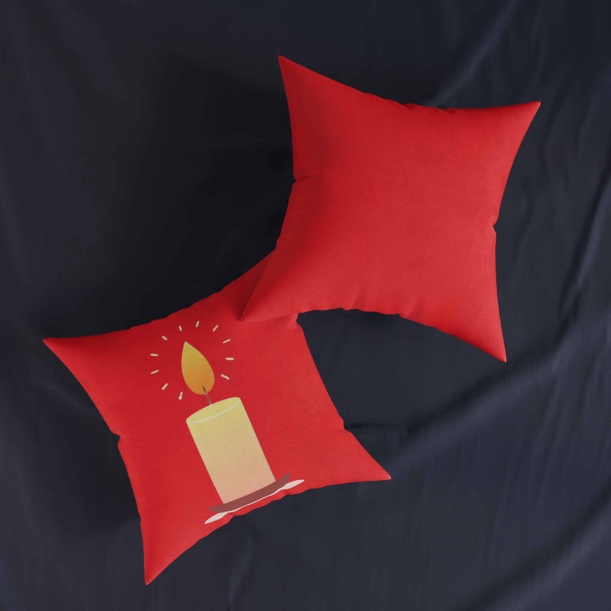 Holiday Candle Square Pillow - Cozy Christmas Decorative Throw Cushion - Image 4