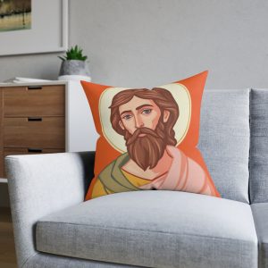 Saint Icon Decorative Pillow — Religious Jesus Throw Pillow for Christian Home Decor
