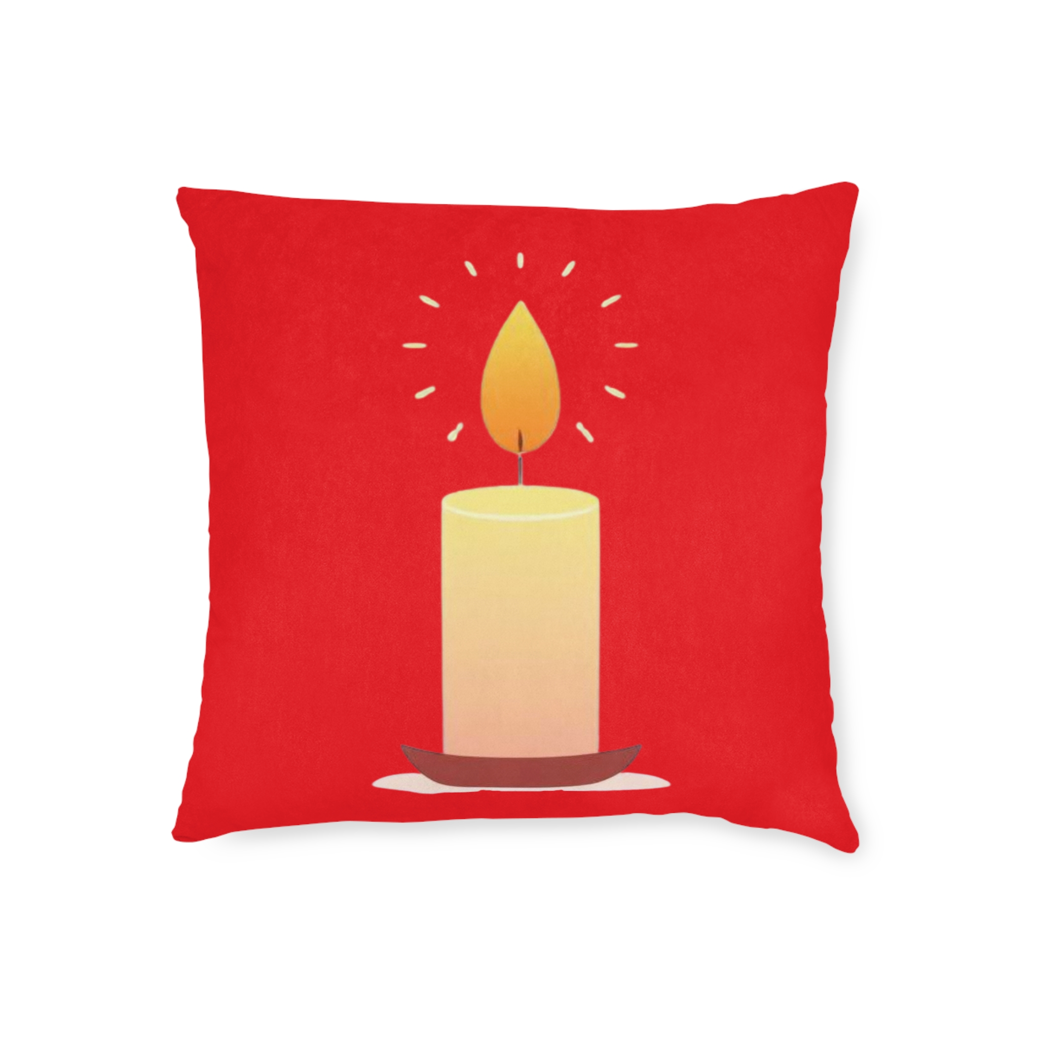 Holiday Candle Square Pillow - Cozy Christmas Decorative Throw Cushion - Image 9