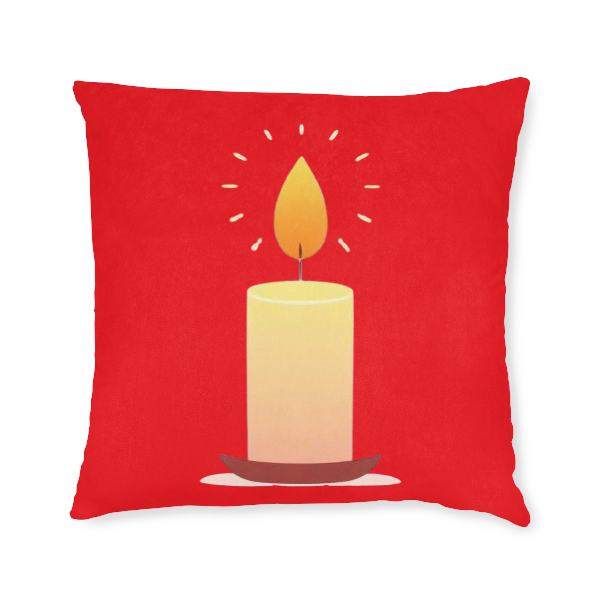 Holiday Candle Square Pillow - Cozy Christmas Decorative Throw Cushion - Image 2