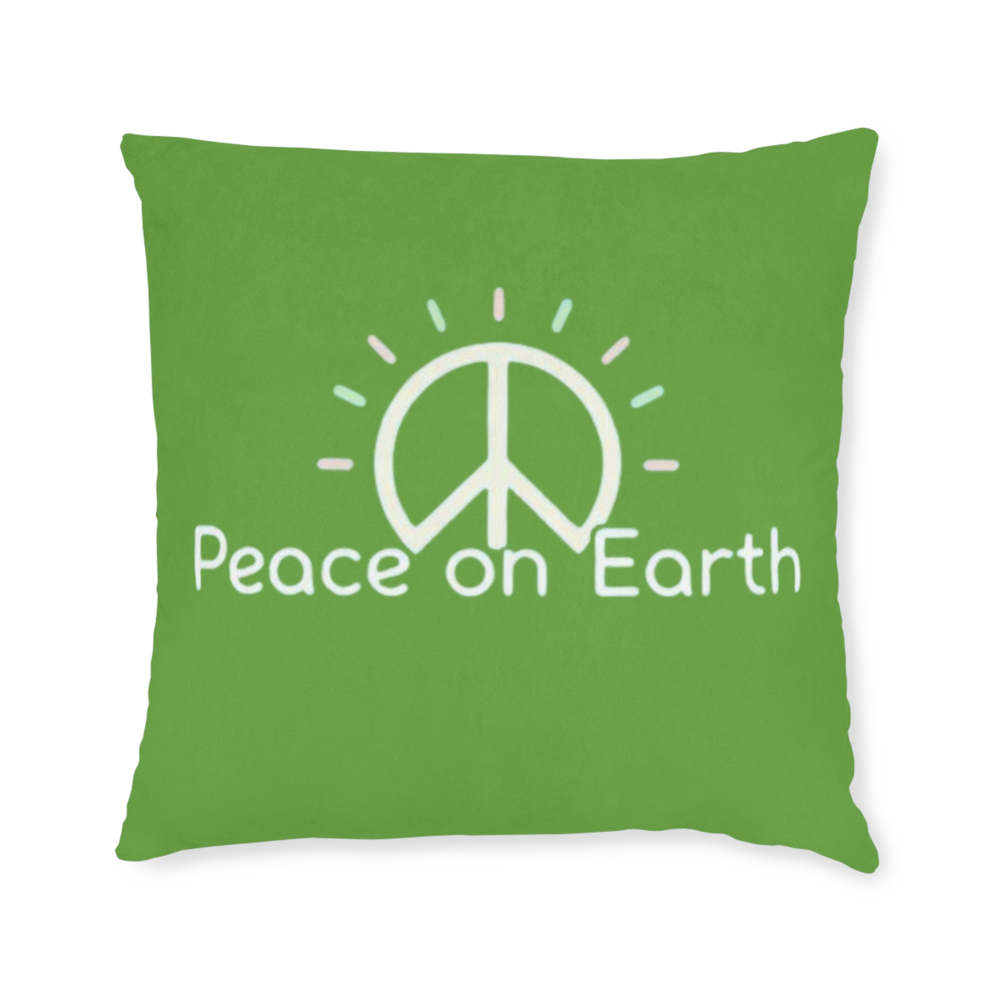 Peace on Earth Square Pillow – Green Peace Sign Decorative Throw Pillow - Image 2